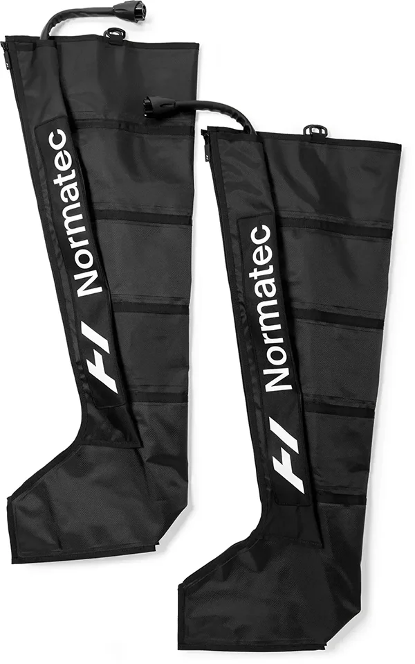 Normatec boots for use in compression therapy