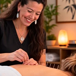 Acupuncture treatment at Chiropractic Healthcare Plus in Liberty, Missouri.